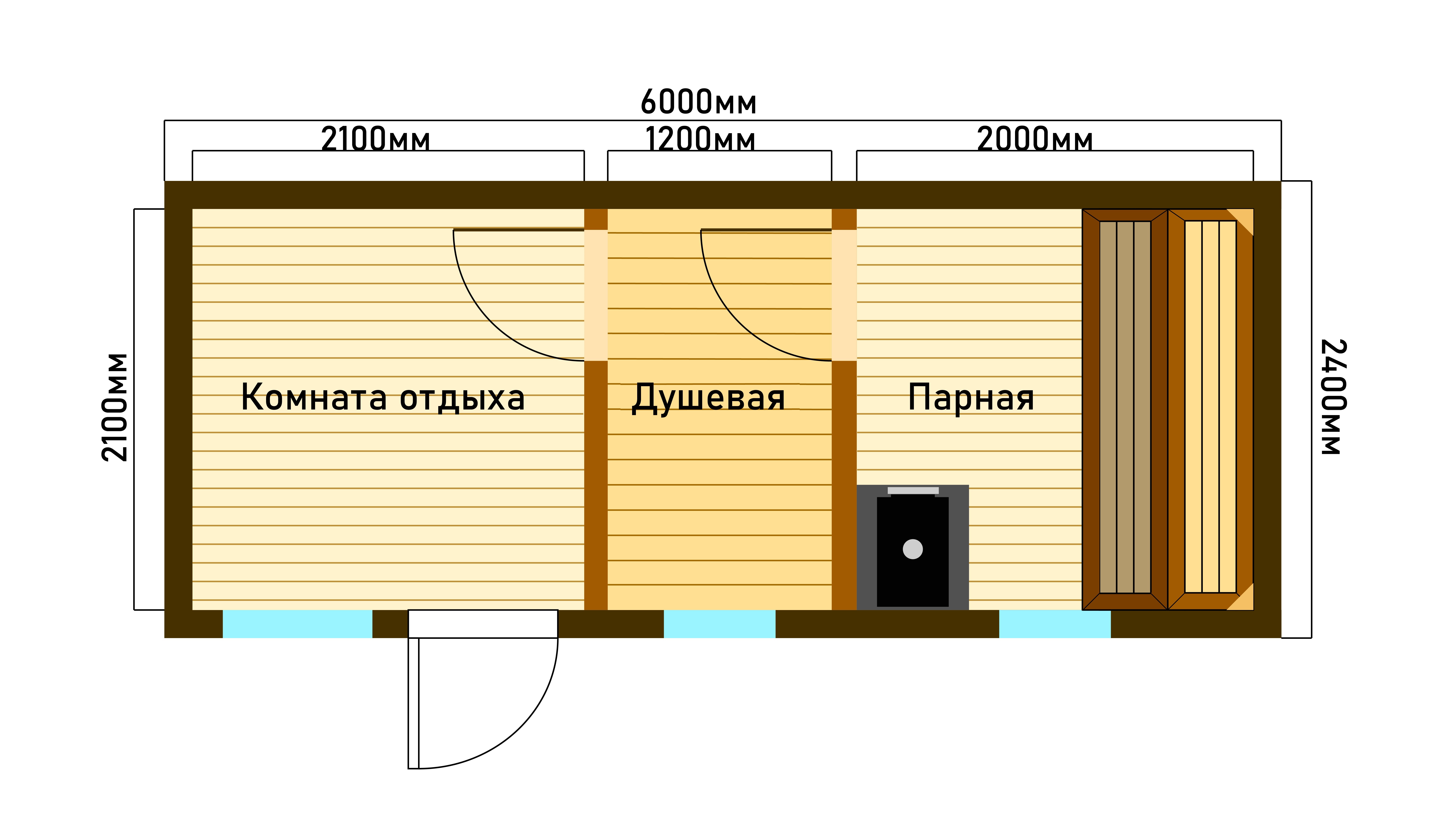 Мобильная каркасная баня 6х2.4м Мобильная каркасная баня 6х2.4м